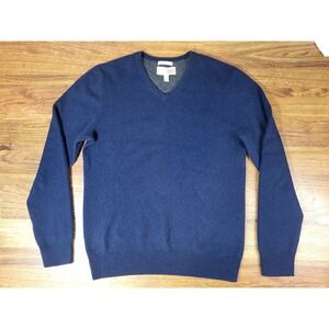 1901 Men's 100% Cashmere Crew Neck Sweater Sz L Navy Blue